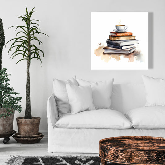 White Bedroom Abstract Canvas - Calming Books Home Decor
