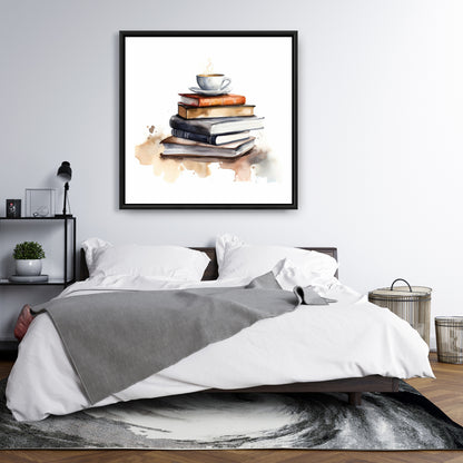 White Abstract Minimalist Framed Canvas - Calming Books Decor