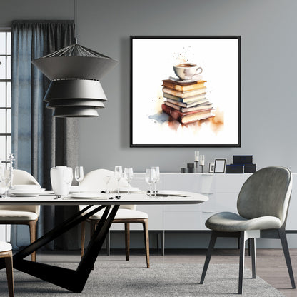 White Abstract Framed Canvas - Relaxing Coffee Home Decor
