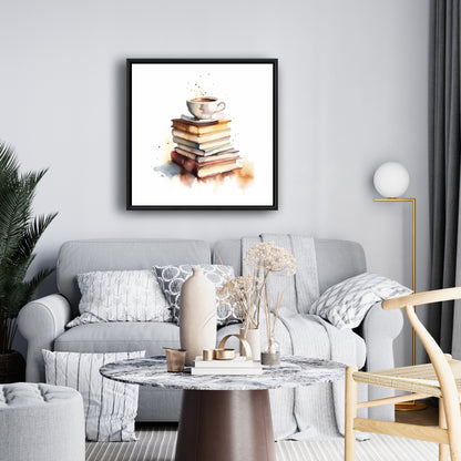 White Abstract Framed Canvas - Relaxing Coffee Home Decor