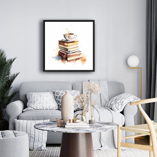 White Abstract Framed Canvas - Relaxing Coffee Home Decor