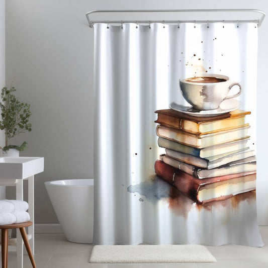 Relaxing Coffee Shower Curtain | Contemporary White Decor