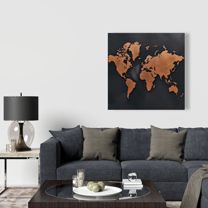 Rusted Map Pattern Blue Prints Canvas | Home Decor Wall Art