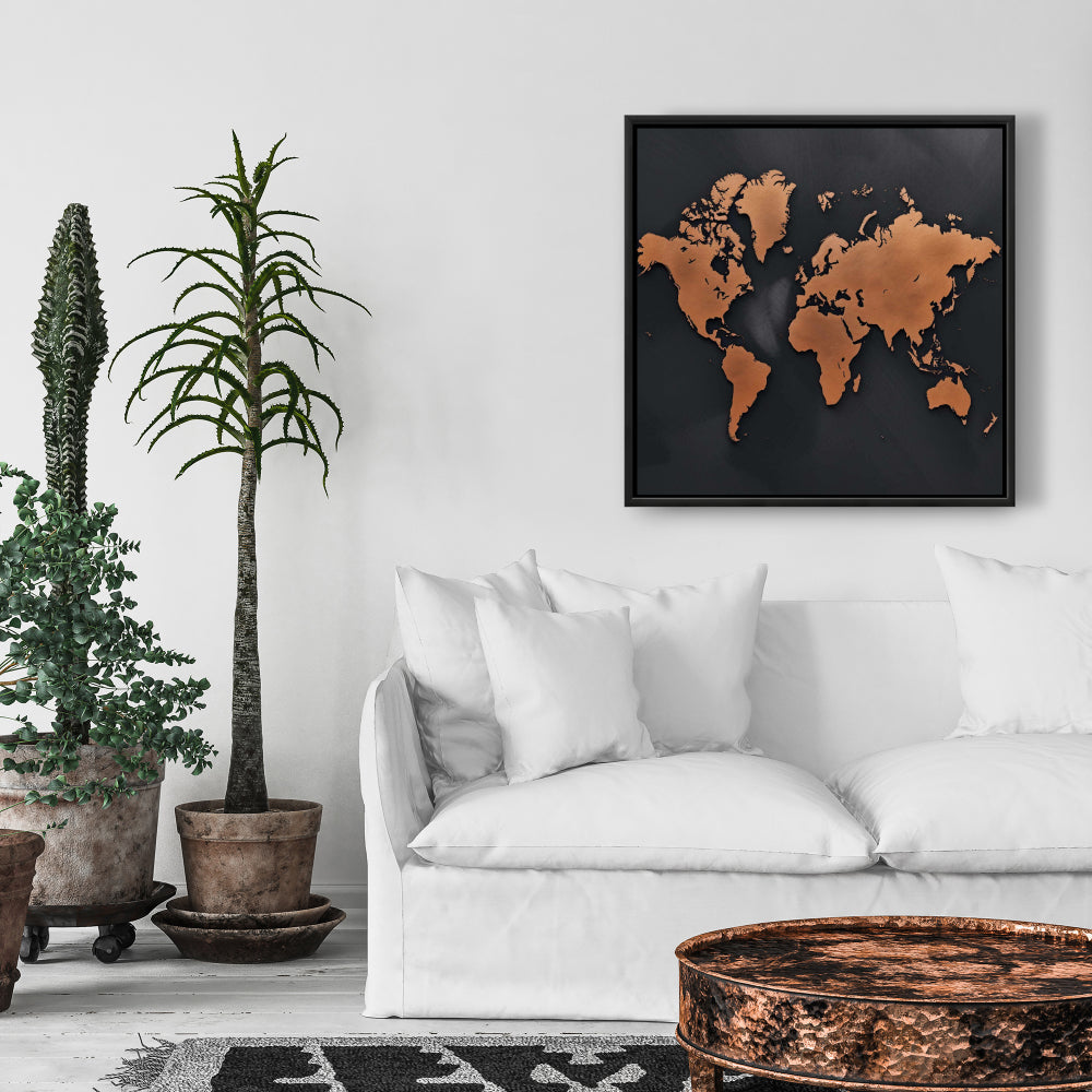 Rusted Map Framed Canvas - Bedroom Decor | American Blueprints