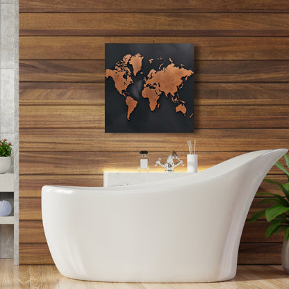 Rusted Map Pattern Blue Prints Canvas | Home Decor Wall Art