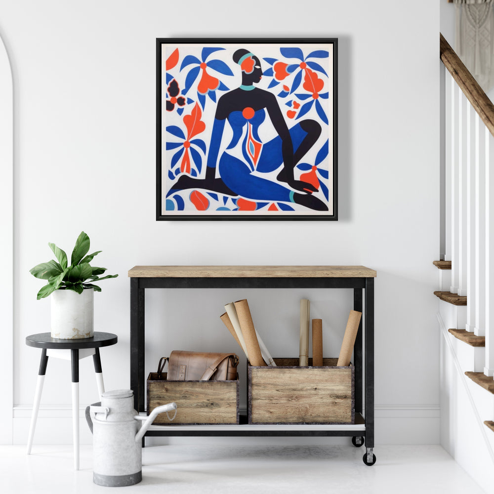 Blue Minimalist Shapes Framed Canvas - Pure Yoga Home Decor