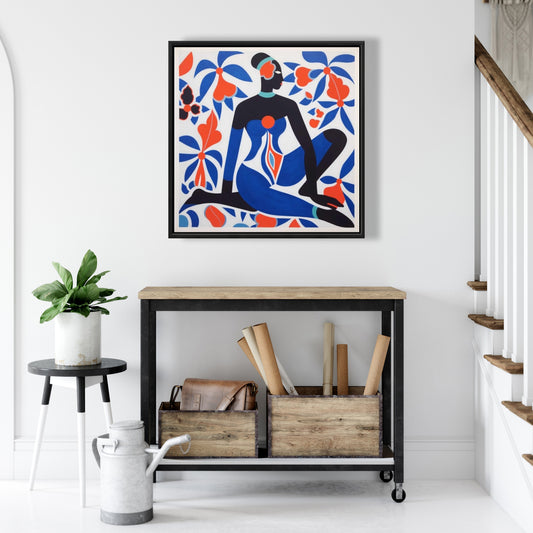 Blue Minimalist Shapes Framed Canvas - Pure Yoga Home Decor