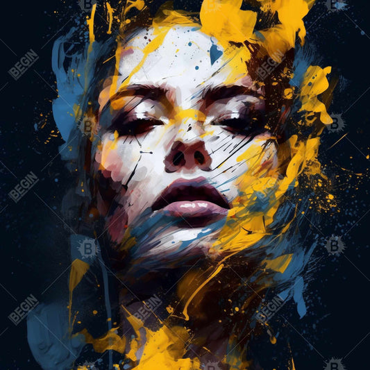 Toile contemporaine aux formes bleues - Décoration d'intérieur sensuelle Tornado