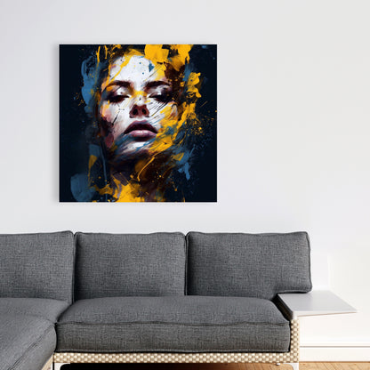 Toile contemporaine aux formes bleues - Décoration d'intérieur sensuelle Tornado