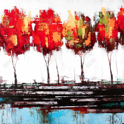 Abstract Industrial Style Blue Trees Canvas - Home Decor
