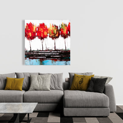 Abstract Industrial Style Blue Trees Canvas - Home Decor