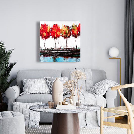 Abstract Industrial Style Blue Trees Canvas - Home Decor