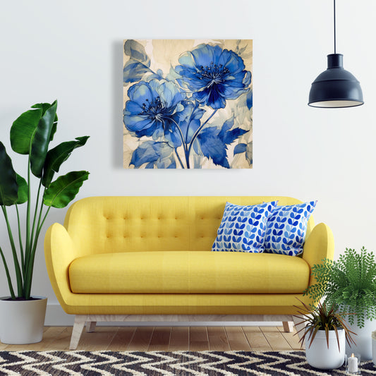 Toile abstraite de fleurs marines - Décoration d'intérieur contemporaine