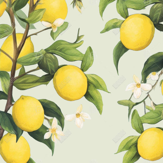Citrons fleuris | Toile florale abstraite | Décoration contemporaine