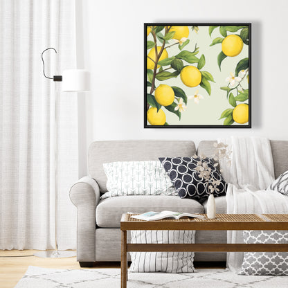 Flowery Lemons Framed Canvas | Contemporary Bedroom Decor
