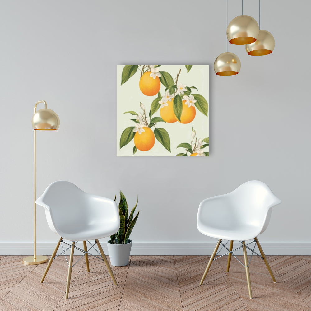 Suspended Oranges Flowers Canvas - Contemporary Bedroom Decor