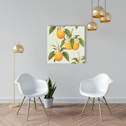 Suspended Oranges Flowers Canvas - Contemporary Bedroom Decor