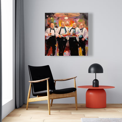 Toile de cuisine blanche – Décoration d'intérieur avec serveurs fiers
