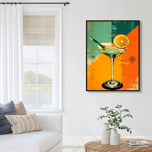 The Drink Yellow Framed Canvas | Contemporary Kitchen Decor