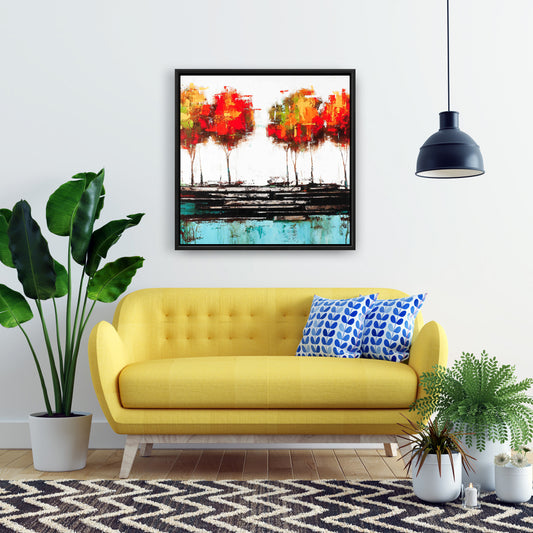 Toile de chambre bleue – Arbres modernes | Décoration murale industrielle