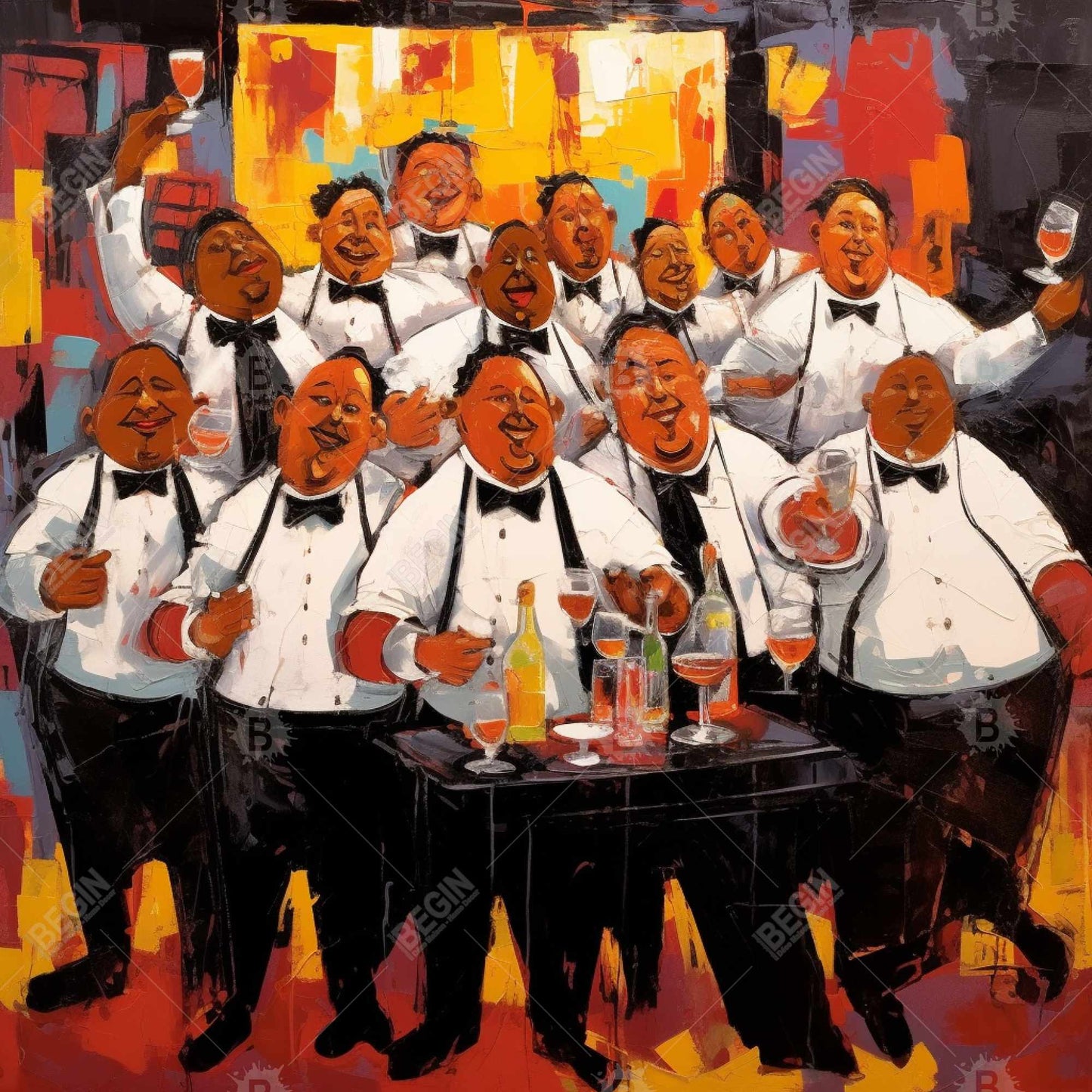 The Good Evening - Décoration d'intérieur sur toile jaune abstraite américaine