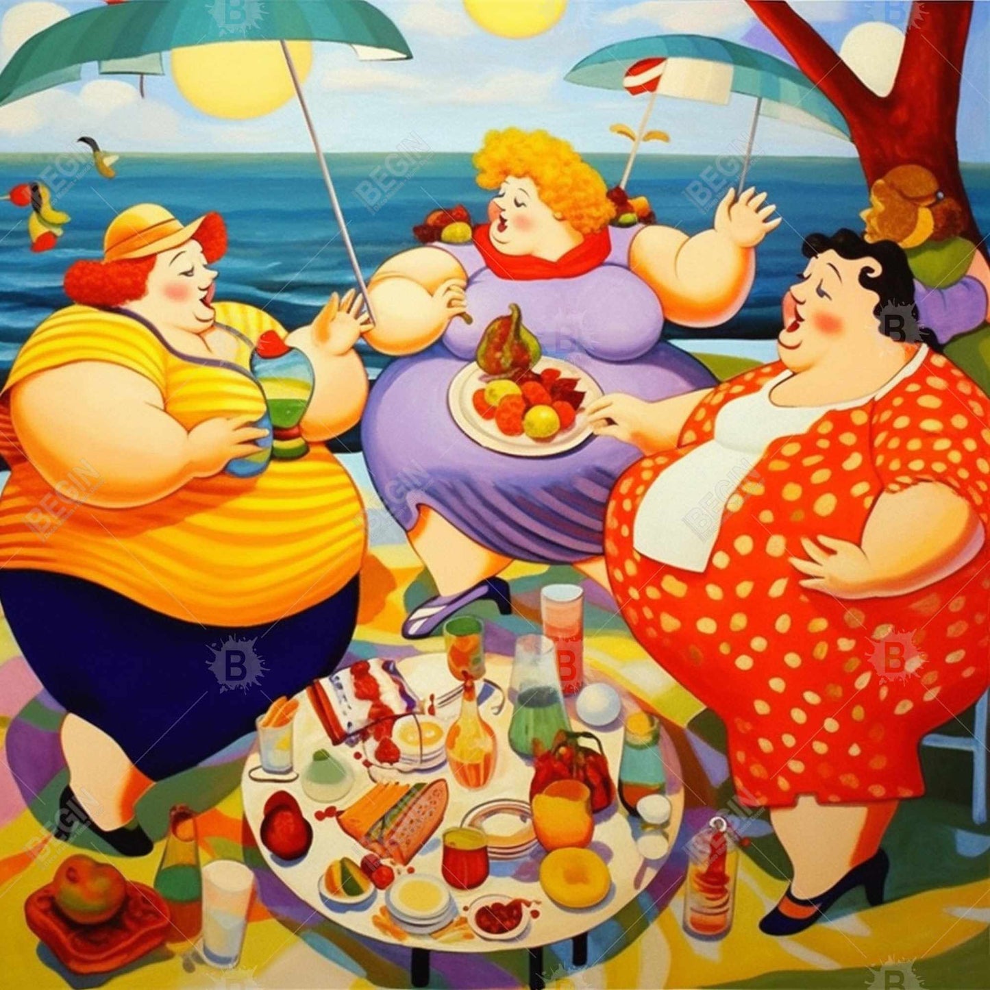 Blue Gastronomy Food Canvas - The Picnic | Home Decor Art