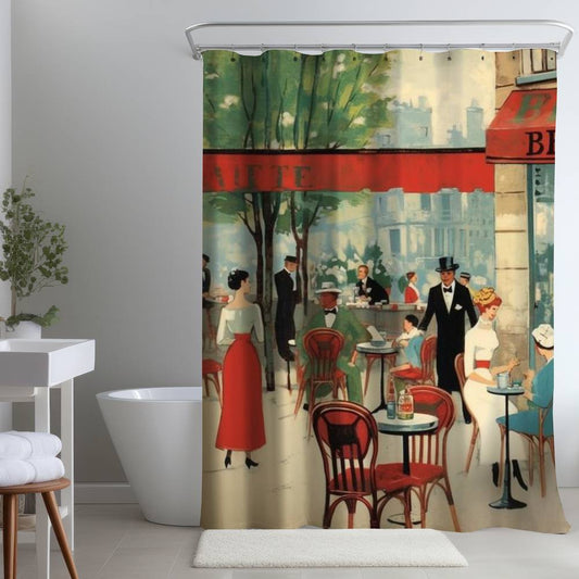 Food Kitchen Blue Shower Curtain | Public Coffee Shop Decor