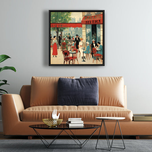 Gastronomy Blue Framed Canvas - Public Coffee Shop Decor