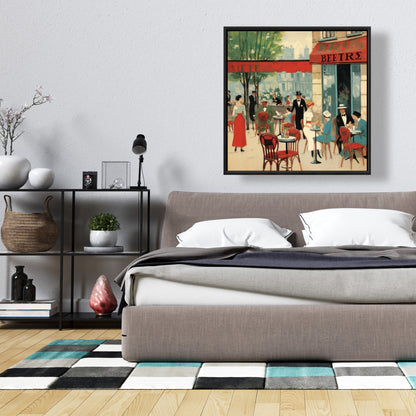 Gastronomy Blue Framed Canvas - Public Coffee Shop Decor