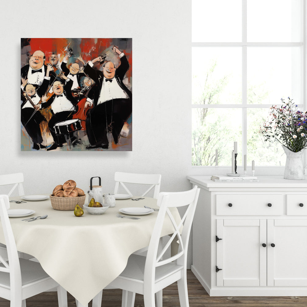 Toile blanche « Danse animée » pour chambre à coucher | Décoration musicale pour la maison