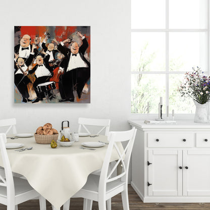 Toile blanche « Danse animée » pour chambre à coucher | Décoration musicale pour la maison