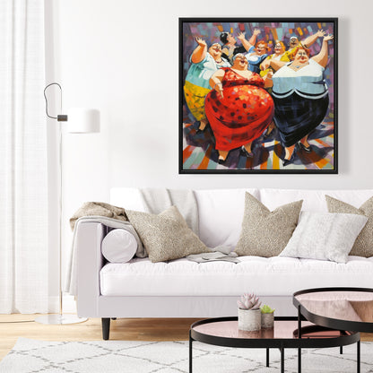 Cheerful Women Abstract Framed Canvas - Bedroom Home Decor