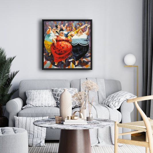 Cheerful Women Abstract Framed Canvas - Bedroom Home Decor