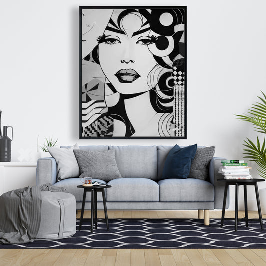 Lost Eyes Shapes Abstract Framed Canvas - Bedroom Home Decor