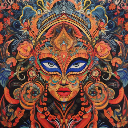 Aztec Face Canvas - Contemporary Bedroom Decor | Home Art