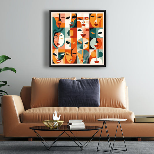 Industrial Yellow Bedroom Canvas | The Faces Framed Art Decor