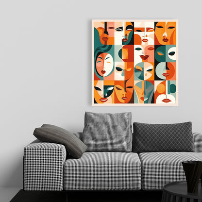 The Faces Yellow Canvas - Industrial Home Decor Wall Art