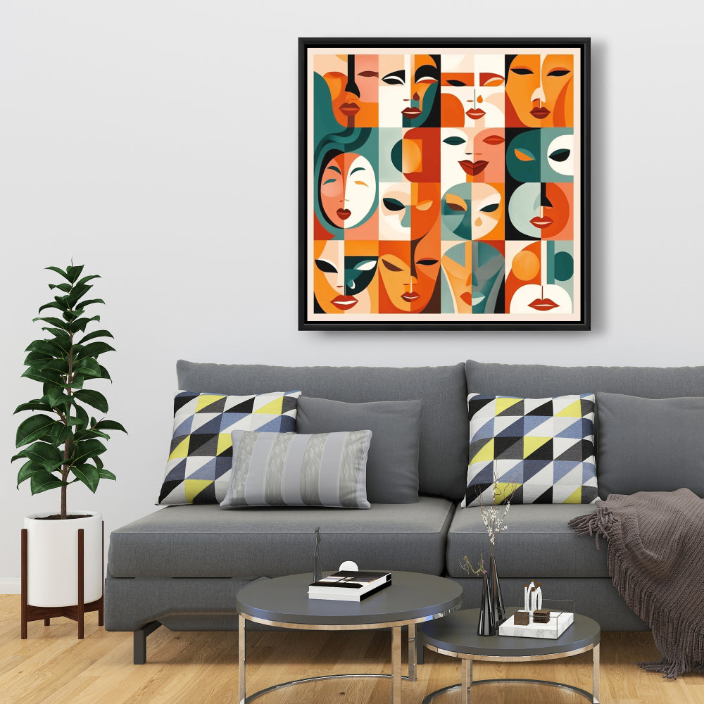 Industrial Yellow Bedroom Canvas | The Faces Framed Art Decor
