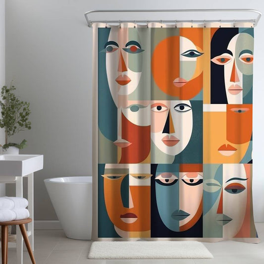 Judgmental Gaze Red Shower Curtain - Bedroom Shapes Decor