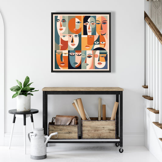 Judgmental Gaze | Abstract Shapes Framed Canvas Home Decor