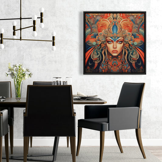 Ancient Goddess Abstract Blue Canvas - Home Decor Framed Art