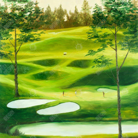 Toile encadrée représentant un grand parcours de golf - Décoration de salon contemporaine