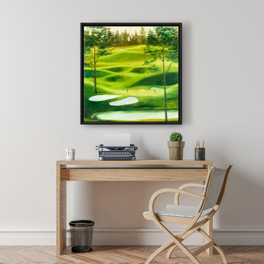 Toile encadrée représentant un grand parcours de golf - Décoration de salon contemporaine