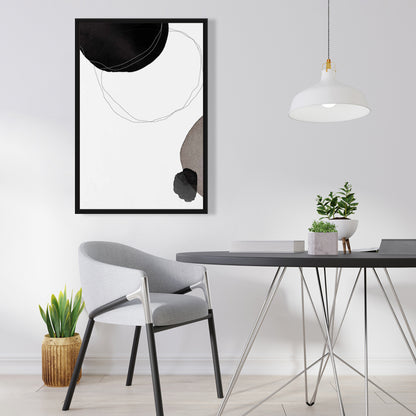 White Abstract Shapes Framed Canvas - Diameter Home Decor