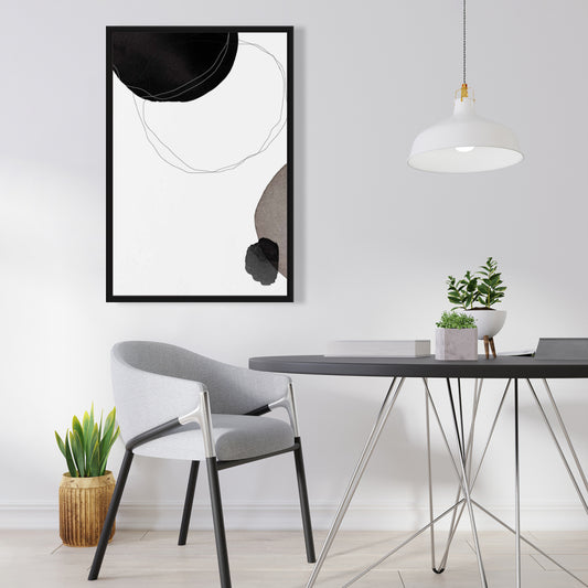 White Abstract Shapes Framed Canvas - Diameter Home Decor