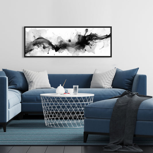 Darkness Incarnate White Shapes Framed Canvas - Home Decor