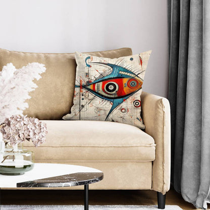 Blue Abstract Fish Pillow | Home Decor Bedroom Accent