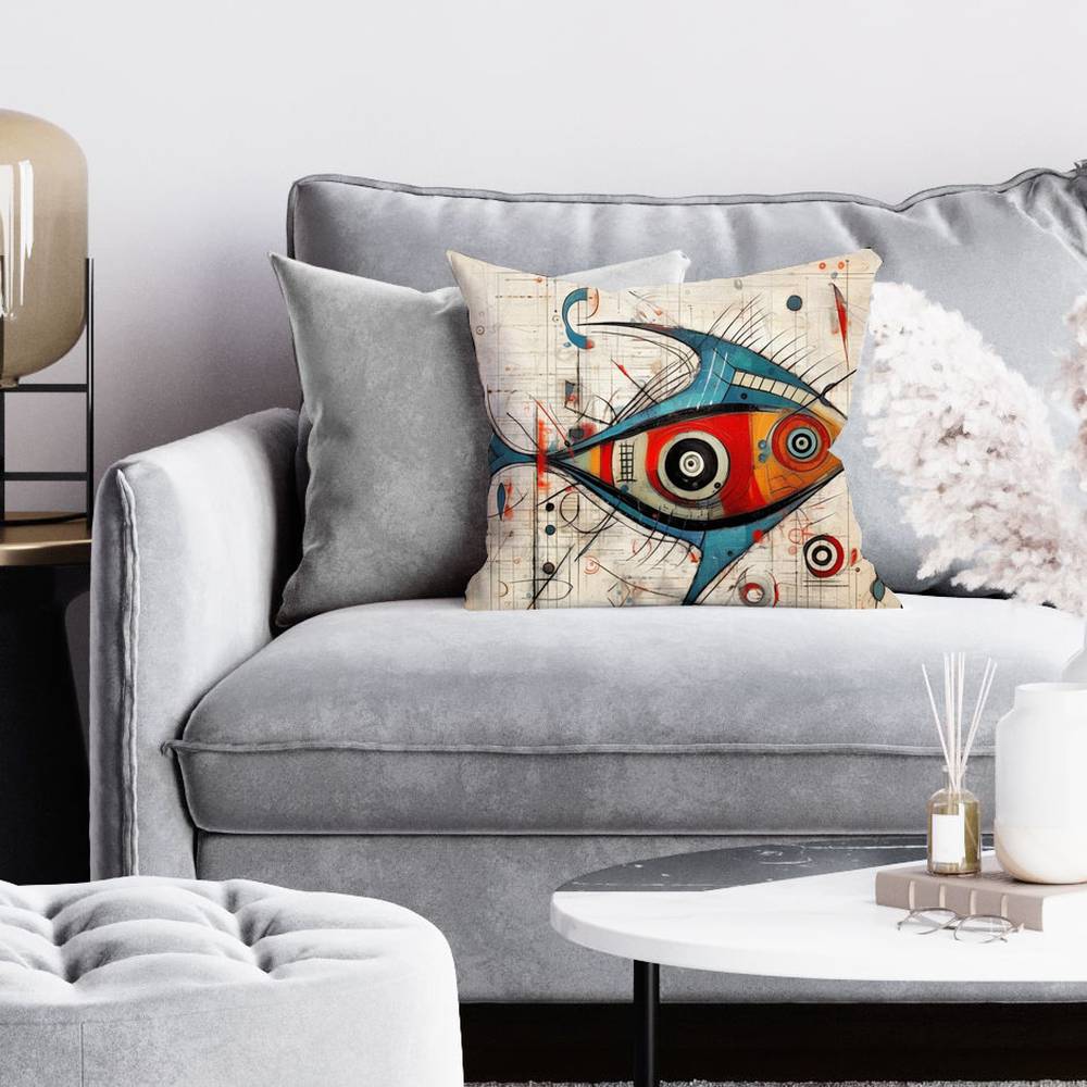 Blue Abstract Fish Pillow | Home Decor Bedroom Accent