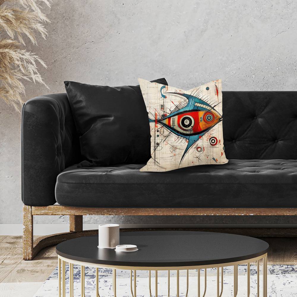 Blue Abstract Fish Pillow | Home Decor Bedroom Accent