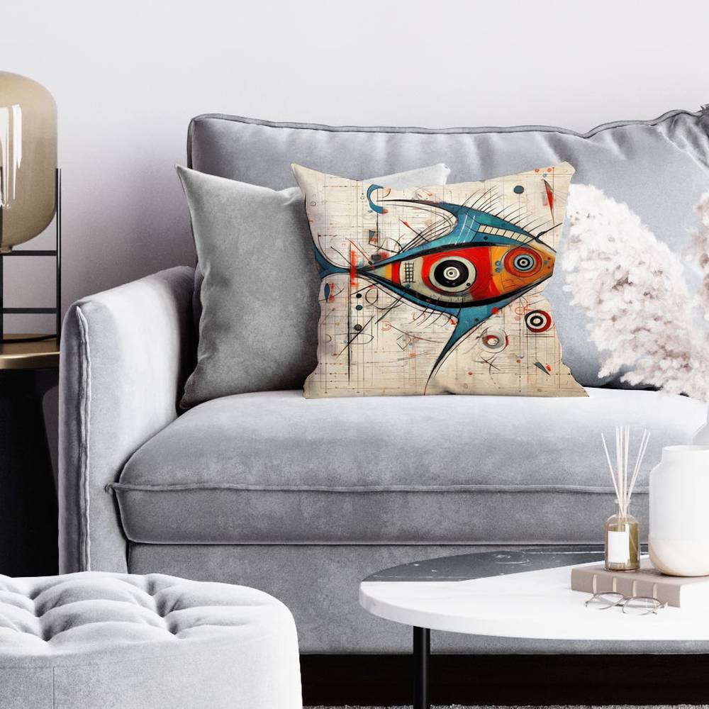 Blue Abstract Fish Pillow | Home Decor Bedroom Accent